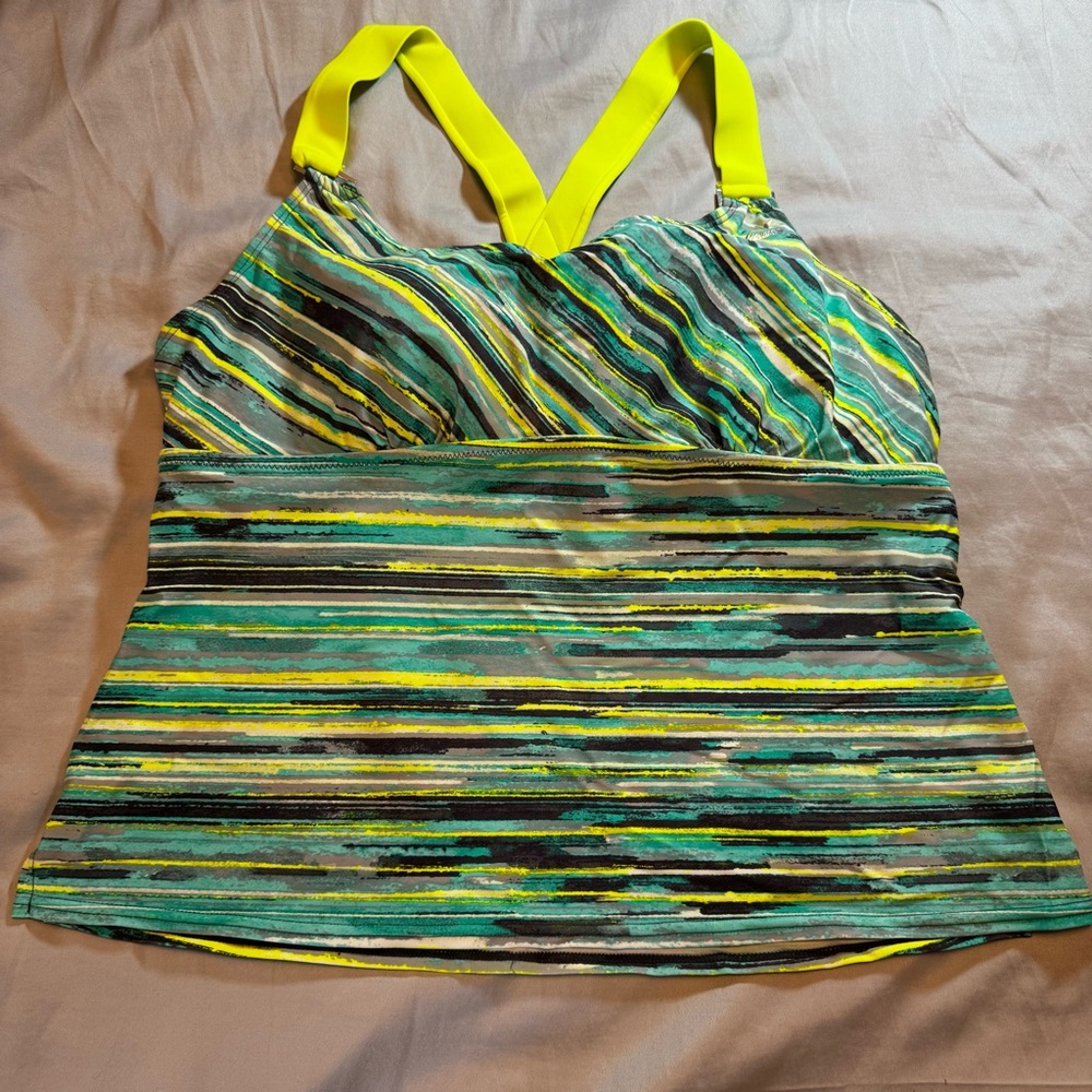 ZeroXposur Yellow and Gray Activewear Tankini Top 20W Lined Cups